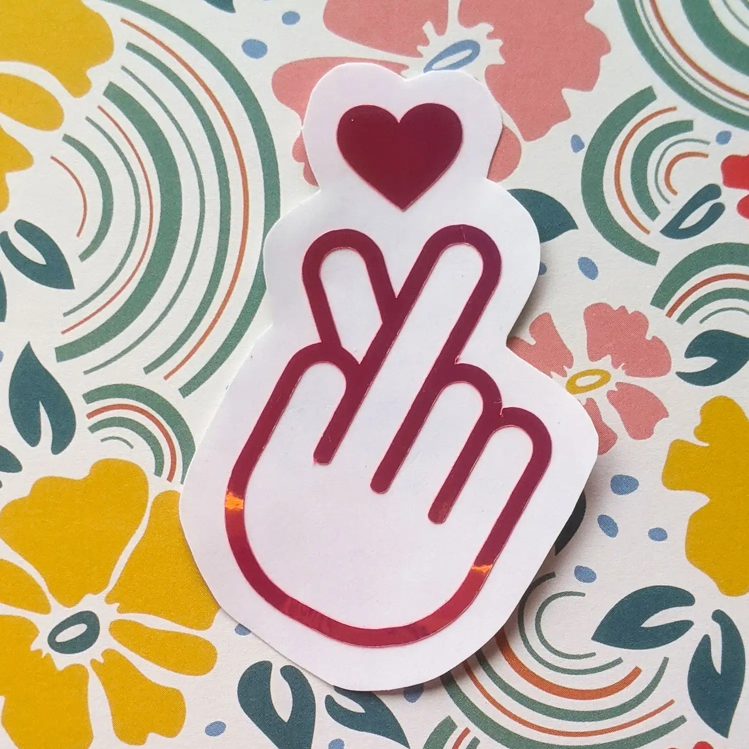 K-pop Finger Heart Sticker, Cute Korean Heart Sticker, Pink Finger Heart  Sticker, Vinyl Sticker 
